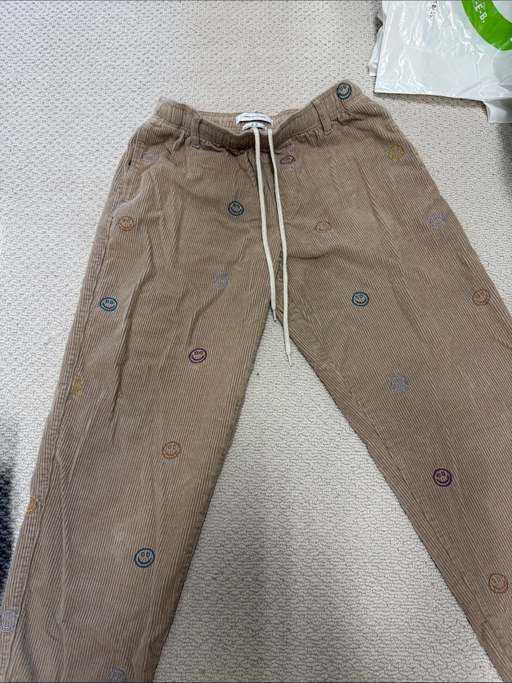 Urban Outfitters Corduroy Embroidered Smiley Face Trouser Pants